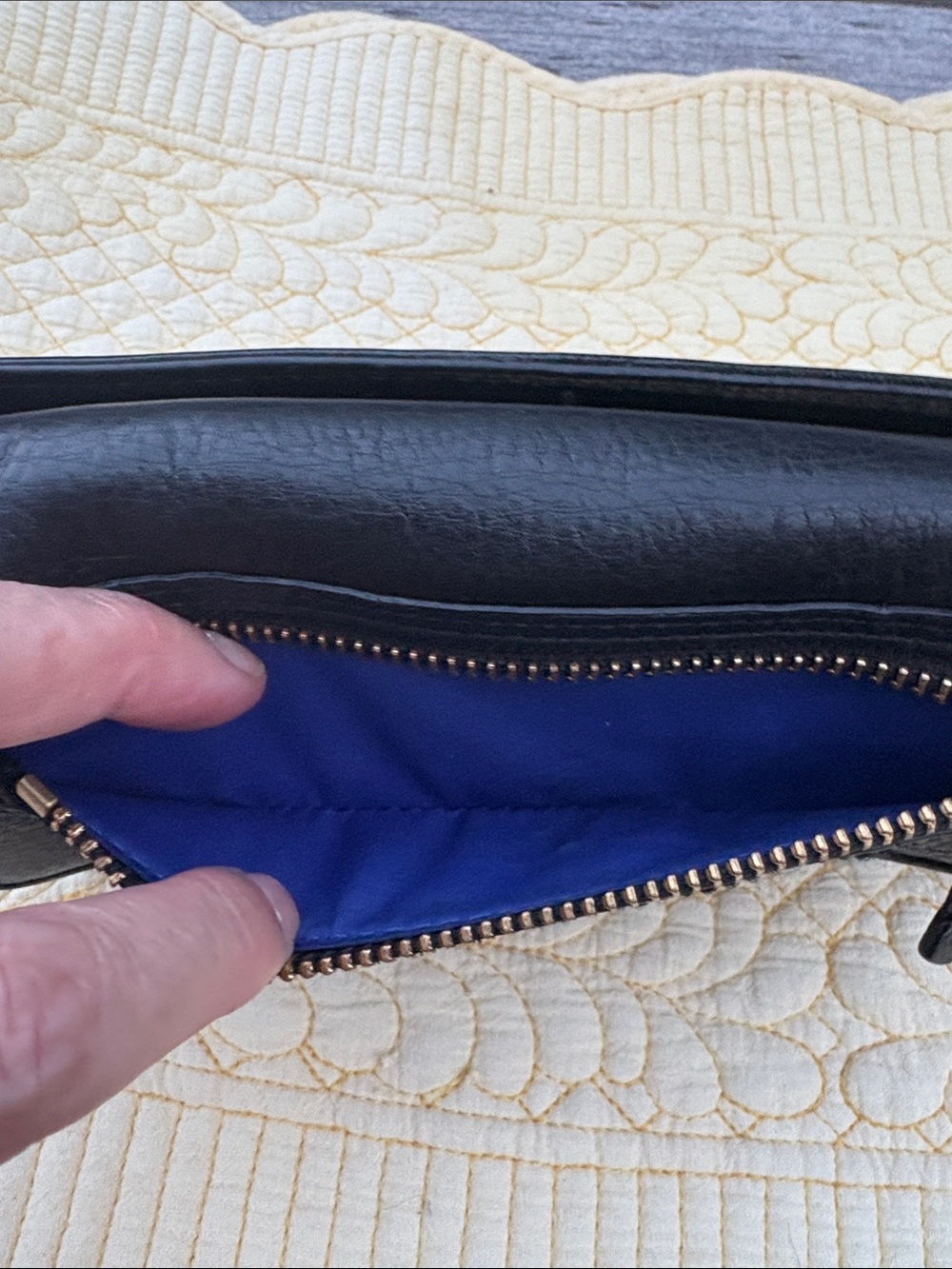 Cole Haan Black Leather Zip Wallet with Silver Hardware - Picture 5 of 8